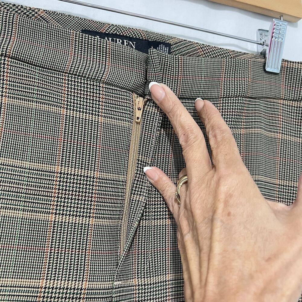 Lauren Ralph Lauren Houndstooth Wool Blend Wide Leg Slacks Pants 14 Classic Prep - Picture 3 of 11